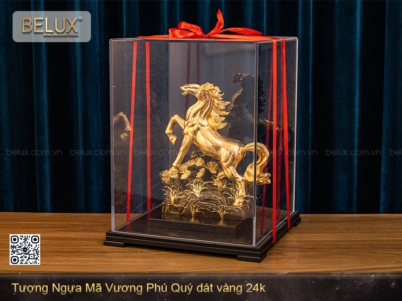 Tượng Ngựa Mã Vương Phú Quý Dát Vàng 24K